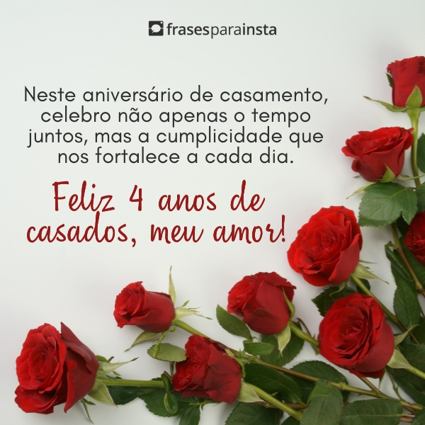 Frases de 4 Anos de Casados para Celebrar o Amor