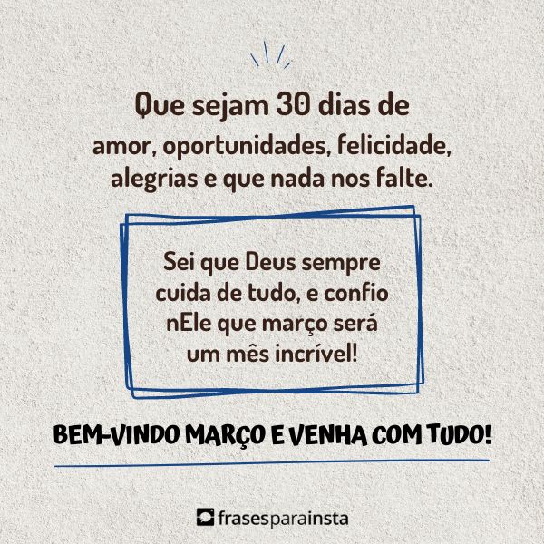 Bem vindo Março